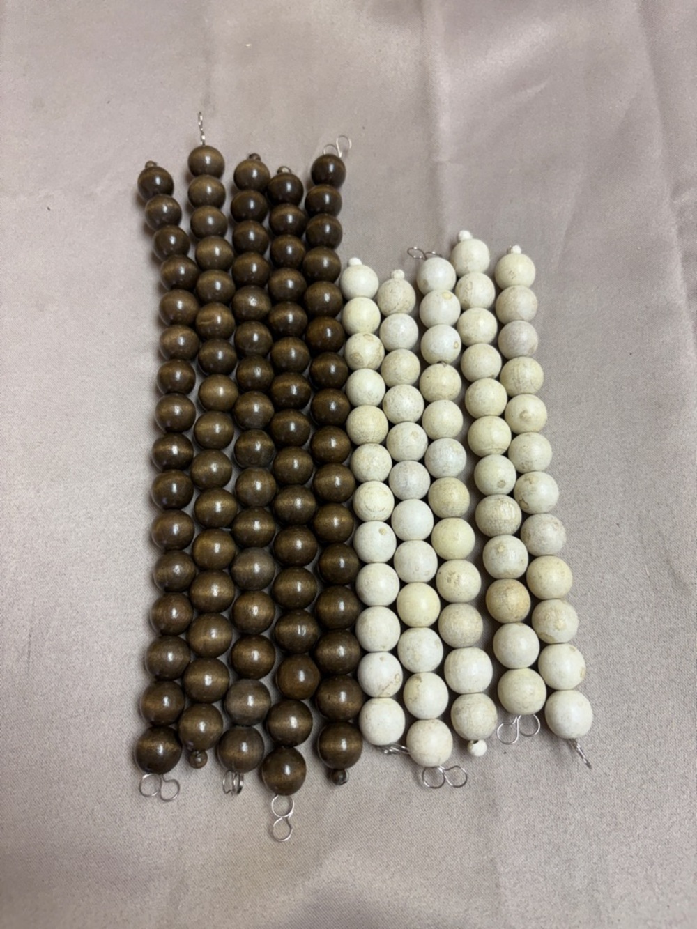 Natural Dark and Pale Wooden Bead Strands (Mixed Set) – Bundle of 10